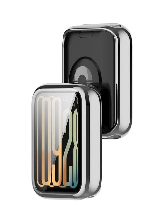 Case Compatible with Xiaomi Smart Band 9 Pro/Band 8 Pro, Anti-Scratch, Soft TPU Plating All-Inclusive Protection Watch Case (Silver) - Image 1