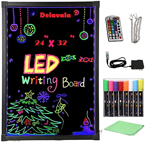 Delavala Writing Message Board for Office, Home & School Restaurant Menu Sign with Lightweight Aluminium Fram - Multi Color LED Writing Board - Image 1