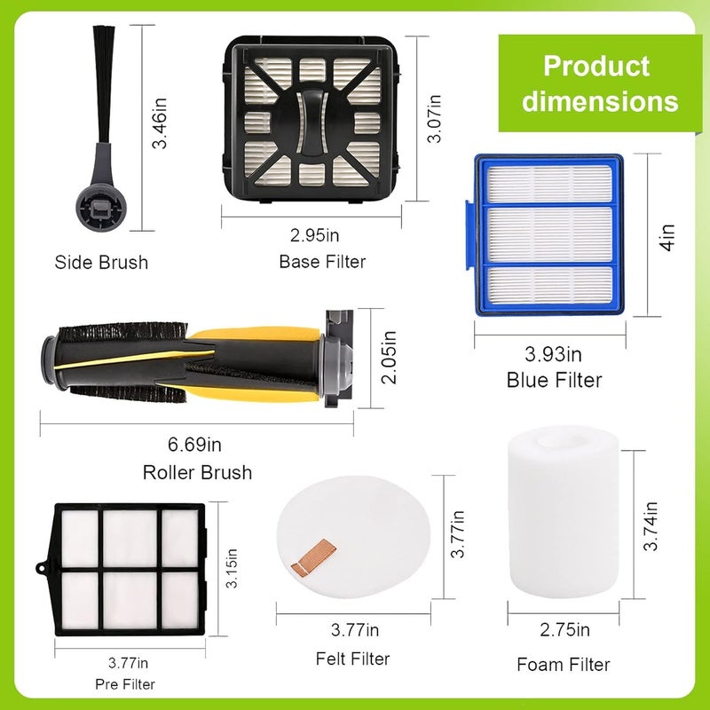 LesinaVac Replacement Part for Shark IQ R101AE RV1001AE AV912S RV913S AV1010AE RV1000 AV970 AV1002AE, 2 Main Brush, 1 Cover, 10 Side Brush, 6 Filter, 1 Pre Filter, 2 Filter, 3 Pre-Motor Foam&Felt Filter - Image 2