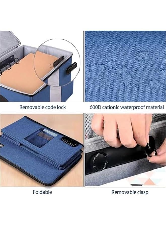 Generic Extra Large Document Storage Bag - Safe File Folder 4 Separation Layers with Code Lock,Foldable File Organizer,Right-Angle &Stiff Portable Box for Certificate,Laptop,Cards, Passport,Credentials(Blue  - Image 5