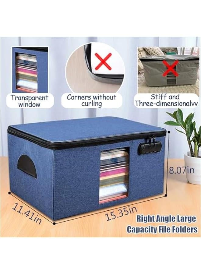 Generic Extra Large Document Storage Bag - Safe File Folder 4 Separation Layers with Code Lock,Foldable File Organizer,Right-Angle &Stiff Portable Box for Certificate,Laptop,Cards, Passport,Credentials(Blue  - Image 2