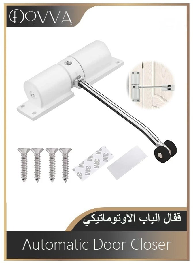 Automatic Door Closer, Safety Spring Door Closers, Stainless Steel Door Closing Controller for Residential Commercial Use, Automatic Sliding Door Closer for Homes (White) - Image 1