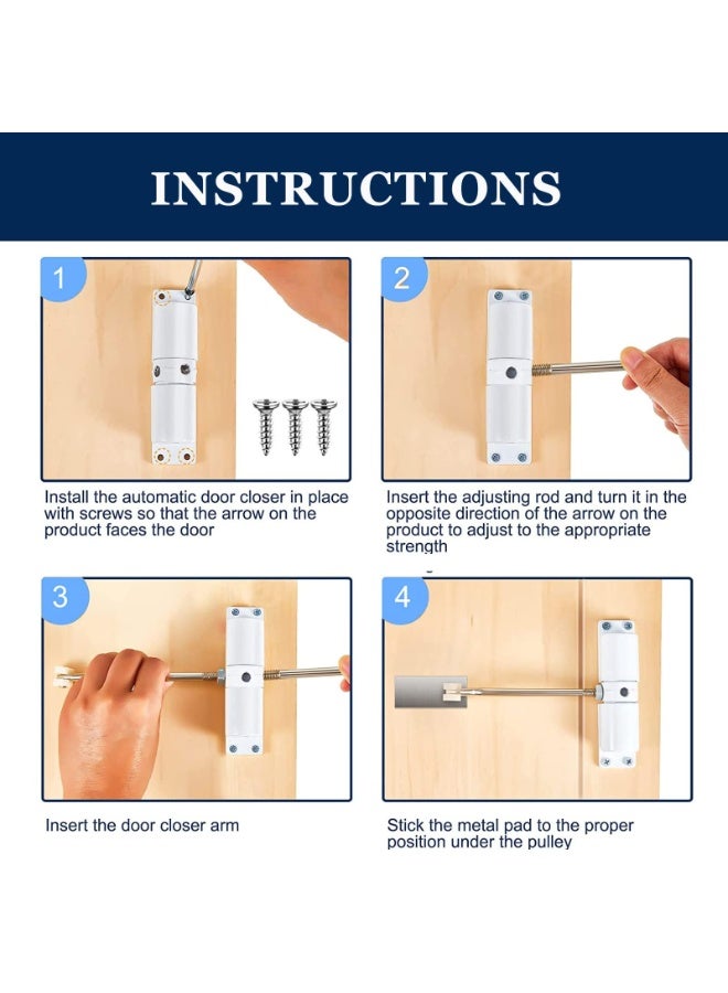 Automatic Door Closer, Safety Spring Door Closers, Stainless Steel Door Closing Controller for Residential Commercial Use, Automatic Sliding Door Closer for Homes (White) - Image 5