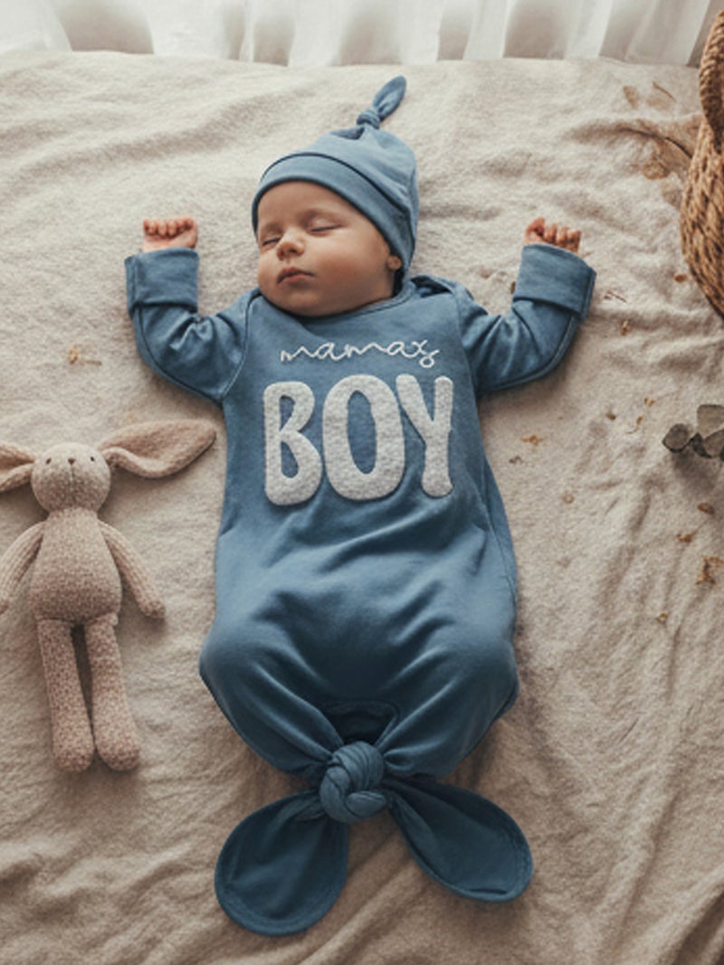 Newborn Gowns Long Sleeve O Neck Letter Embroidery Baby Sleep Bag Newborn Clothes Baby Wearable Blanket for Boys - Image 4