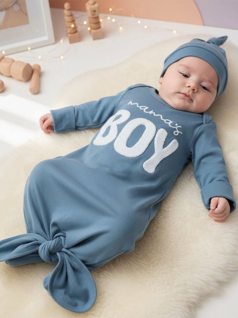 Newborn Gowns Long Sleeve O Neck Letter Embroidery Baby Sleep Bag Newborn Clothes Baby Wearable Blanket for Boys - Image 1