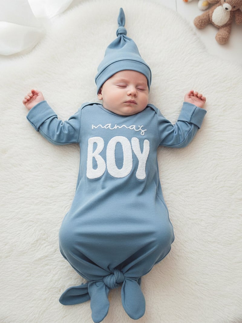 Newborn Gowns Long Sleeve O Neck Letter Embroidery Baby Sleep Bag Newborn Clothes Baby Wearable Blanket for Boys - Image 2