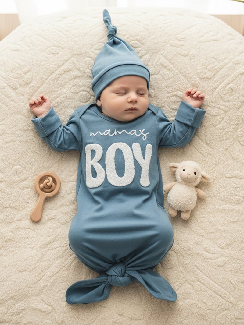 Newborn Gowns Long Sleeve O Neck Letter Embroidery Baby Sleep Bag Newborn Clothes Baby Wearable Blanket for Boys - Image 3