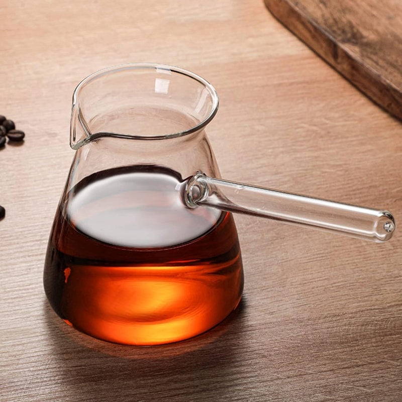 Yardwe 450ML Glass Turkish Coffee Pot with Handle Glass Tea Maker Pot Clear Milk Coffee Pot for Home Kitchen - Image 3