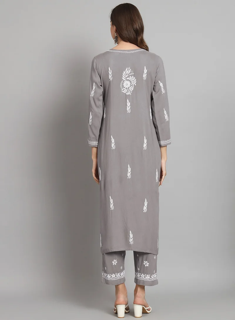 Alaya Women Hand Embroidered Chikankari Cotton kurta set-AL3451KS