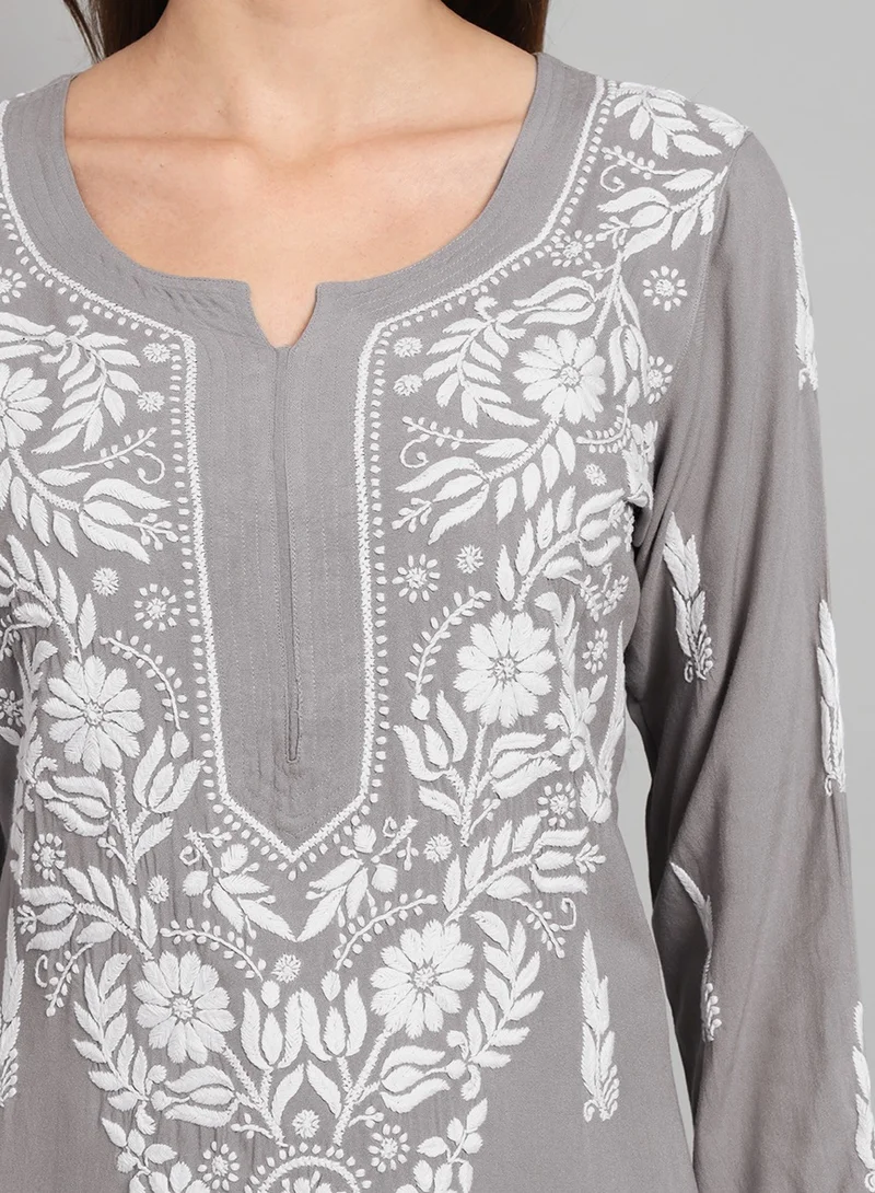 Alaya Women Hand Embroidered Chikankari Cotton kurta set-AL3451KS