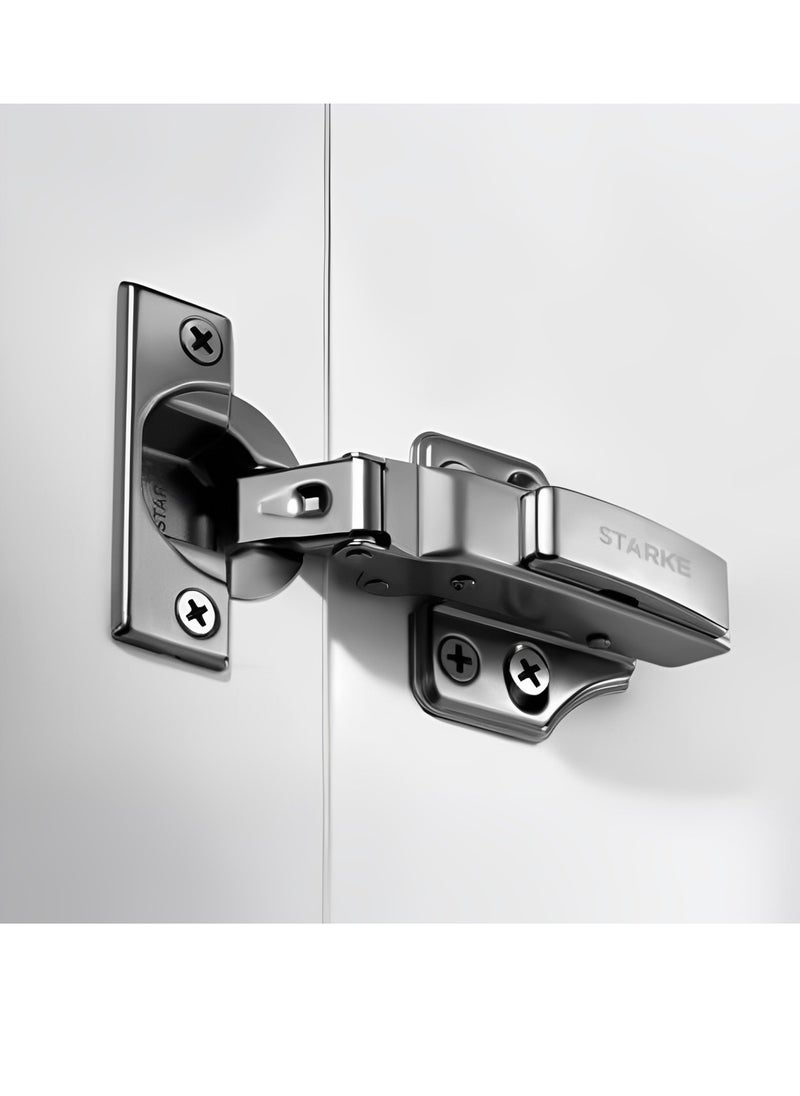 STARKE Pack of 1 Half Over Lay Soft Close Fast Mounted 1 Section Force Buffering Hinge - Black, 105 Degree Opening Angle, 14-22 mm Application, Protective Cover & Screws included.  - Image 1