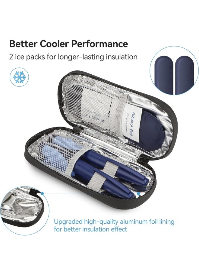McDou Insulin Pen Cooler Travel Case,Insulin Cooler Bag with 2 Reusable Ice Packs,Portable Insulin Refrigerator for Insulin Pen and Other Diabetic Supplies(Black) - Image 4