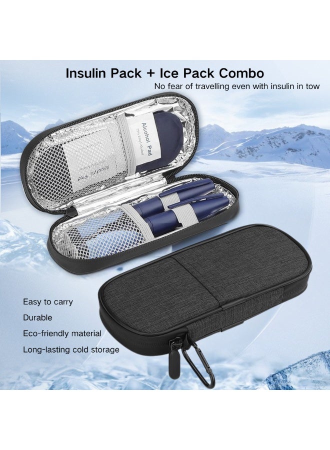 McDou Insulin Pen Cooler Travel Case,Insulin Cooler Bag with 2 Reusable Ice Packs,Portable Insulin Refrigerator for Insulin Pen and Other Diabetic Supplies(Black) - Image 2