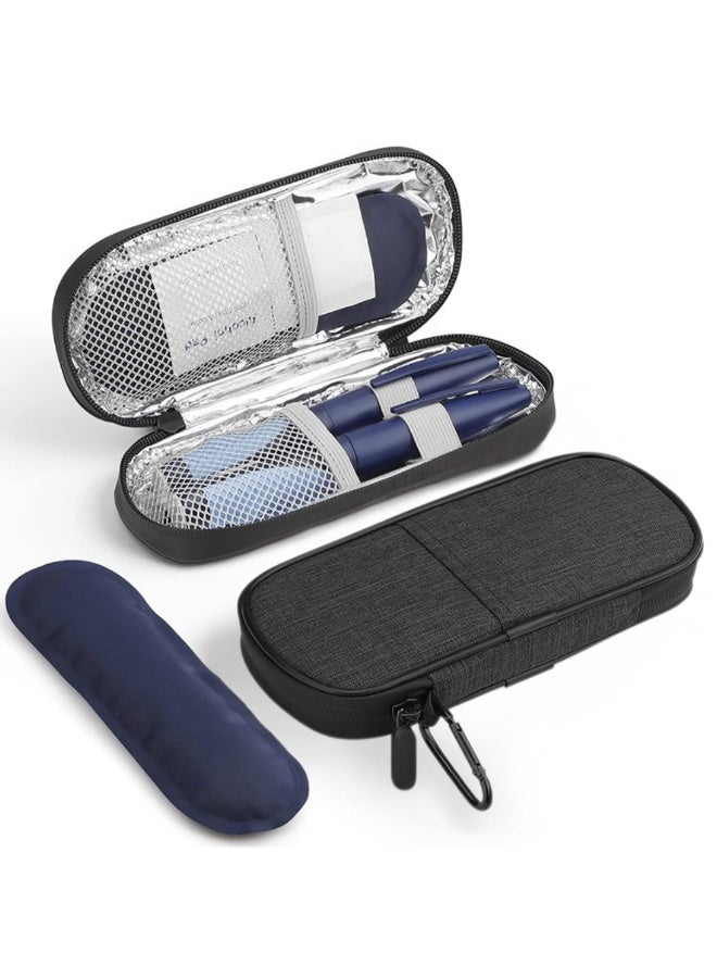 McDou Insulin Pen Cooler Travel Case,Insulin Cooler Bag with 2 Reusable Ice Packs,Portable Insulin Refrigerator for Insulin Pen and Other Diabetic Supplies(Black) - Image 1