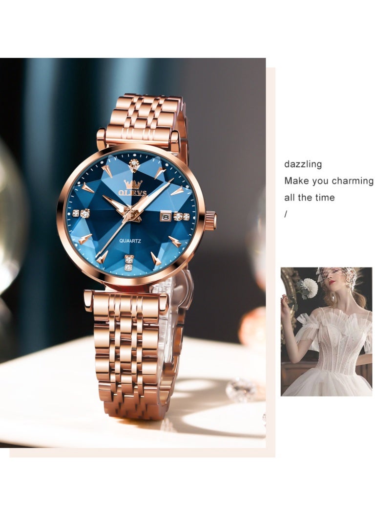 أوليفز ساعة OLEVS للسيدات بحركة كوارتز بسيطة مقاومة للماء وساعة يد نسائية مضيئة أنيقة وهدايا أنيقة - Image 2