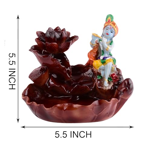 zart Resin Krishna Smoke Fountain/Incense Burner/Backflow Incense/Idol Gift Item/Gift Item with Free 10 Smoke Back Flow Scented Cone, Multicolour - Image 4