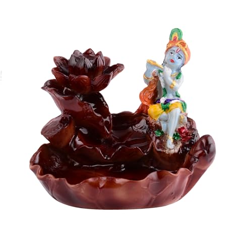zart Resin Krishna Smoke Fountain/Incense Burner/Backflow Incense/Idol Gift Item/Gift Item with Free 10 Smoke Back Flow Scented Cone, Multicolour - Image 3