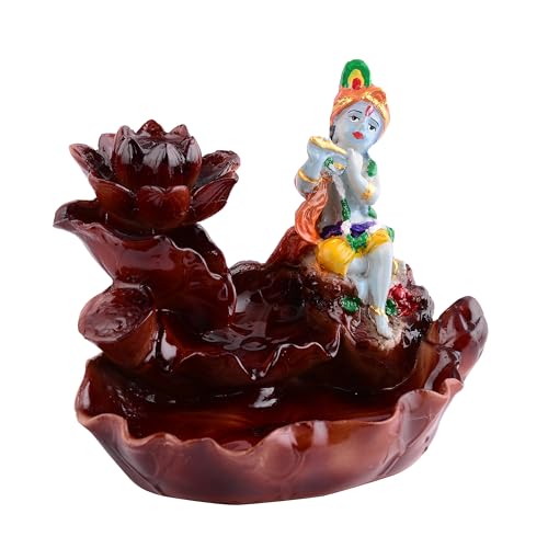 zart Resin Krishna Smoke Fountain/Incense Burner/Backflow Incense/Idol Gift Item/Gift Item with Free 10 Smoke Back Flow Scented Cone, Multicolour - Image 5