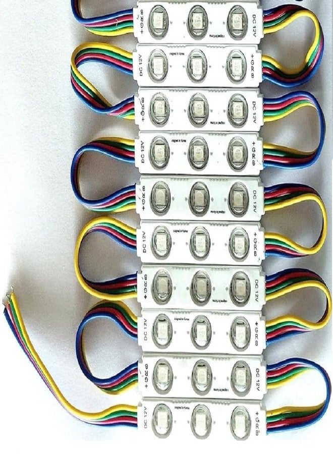Wizzo (10 Pieces) RGB 3 Color 3 Led Optical Module Strip 5050 SMD Waterproof 4 Wire Interior Light Motorbike LED - Image 1