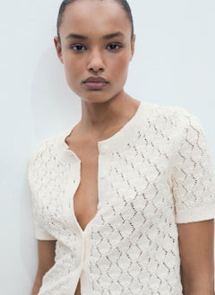 MANGO Short-Sleeved Openwork Knitted Cardigan  - Image 3