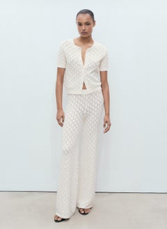 MANGO Short-Sleeved Openwork Knitted Cardigan  - Image 5
