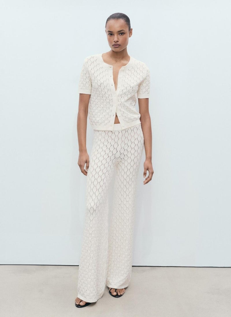 MANGO Short-Sleeved Openwork Knitted Cardigan  - Image 5