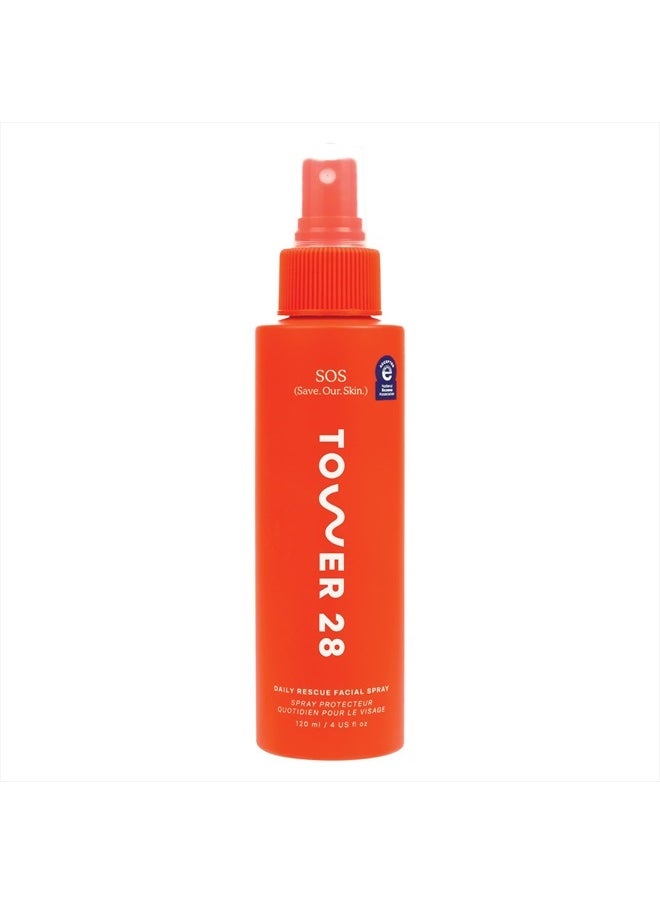 TOWER 28 SOS Daily Rescue Facial Spray for Sensitive Skin, Hypochlorous Acid Spray Helps Reduce Redness and Breakouts, Full Size Toner for Face, 4 FL Oz  - Image 1