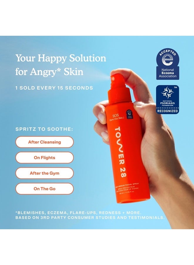 TOWER 28 SOS Daily Rescue Facial Spray for Sensitive Skin, Hypochlorous Acid Spray Helps Reduce Redness and Breakouts, Full Size Toner for Face, 4 FL Oz  - Image 4