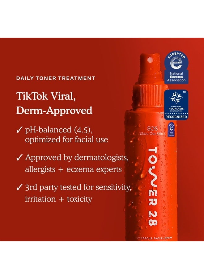 TOWER 28 SOS Daily Rescue Facial Spray for Sensitive Skin, Hypochlorous Acid Spray Helps Reduce Redness and Breakouts, Full Size Toner for Face, 4 FL Oz  - Image 3