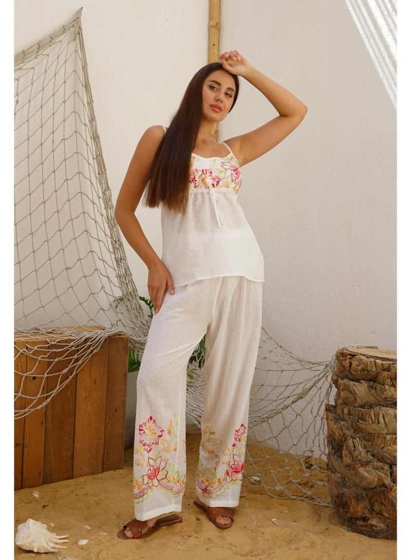 Wasan Sleeveless Floral Cotton Pajama Set - Image 2