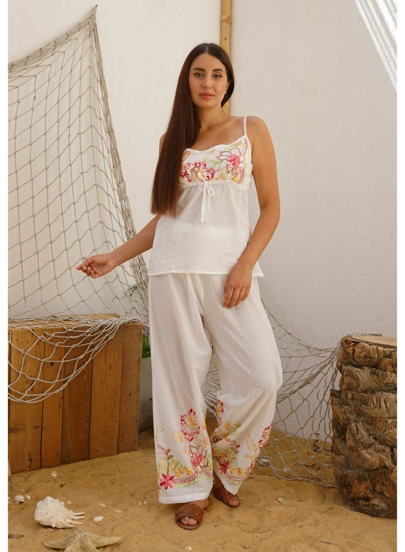 Wasan Sleeveless Floral Cotton Pajama Set - Image 3