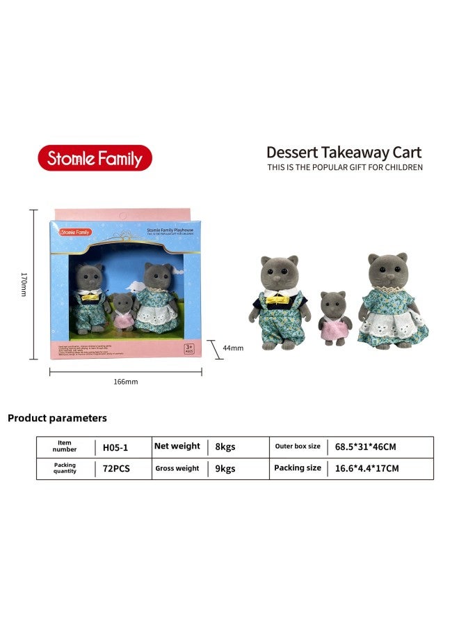 مجموعة ألعاب منزل لعب للأطفال على شكل فيلا مع حيوانات الغابة ودمية صغيرة وفتاة - مواصفات النموذج: H05-1 قطة زرقاء ثلاثية - Image 1