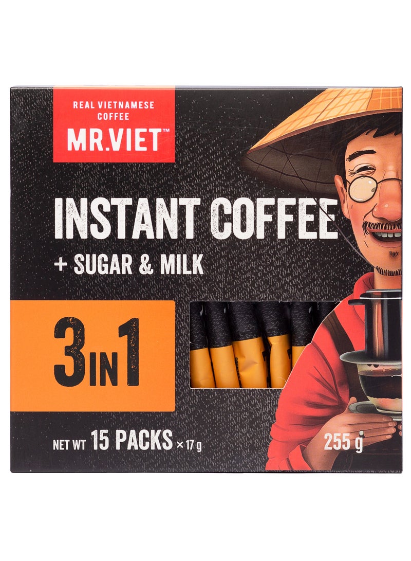 MR.VIET MR. VIET Instant Coffee 3 in 1, 255 g box (15 pouches by 17 g). Outer  - Image 1