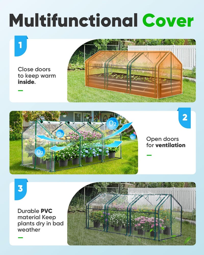 Quictent Mini Greenhouse, Portable Quick-Setup Small Tabletop Waterproof UV Protected PVC Cover Shelter for Outdoors/Indoors W/ Raised Base for Garden Plant Seed Starting, 8 Stake, 95"x36"x36", Clear - Image 3
