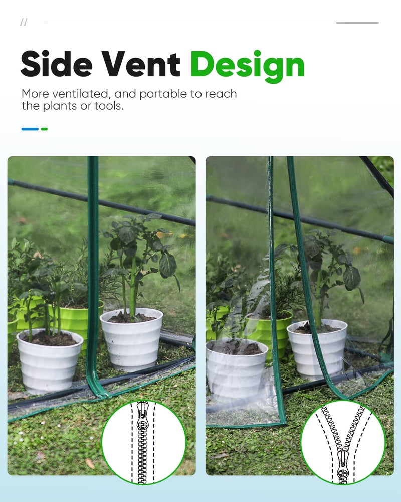 Quictent Mini Greenhouse, Portable Quick-Setup Small Tabletop Waterproof UV Protected PVC Cover Shelter for Outdoors/Indoors W/ Raised Base for Garden Plant Seed Starting, 8 Stake, 95"x36"x36", Clear - Image 5