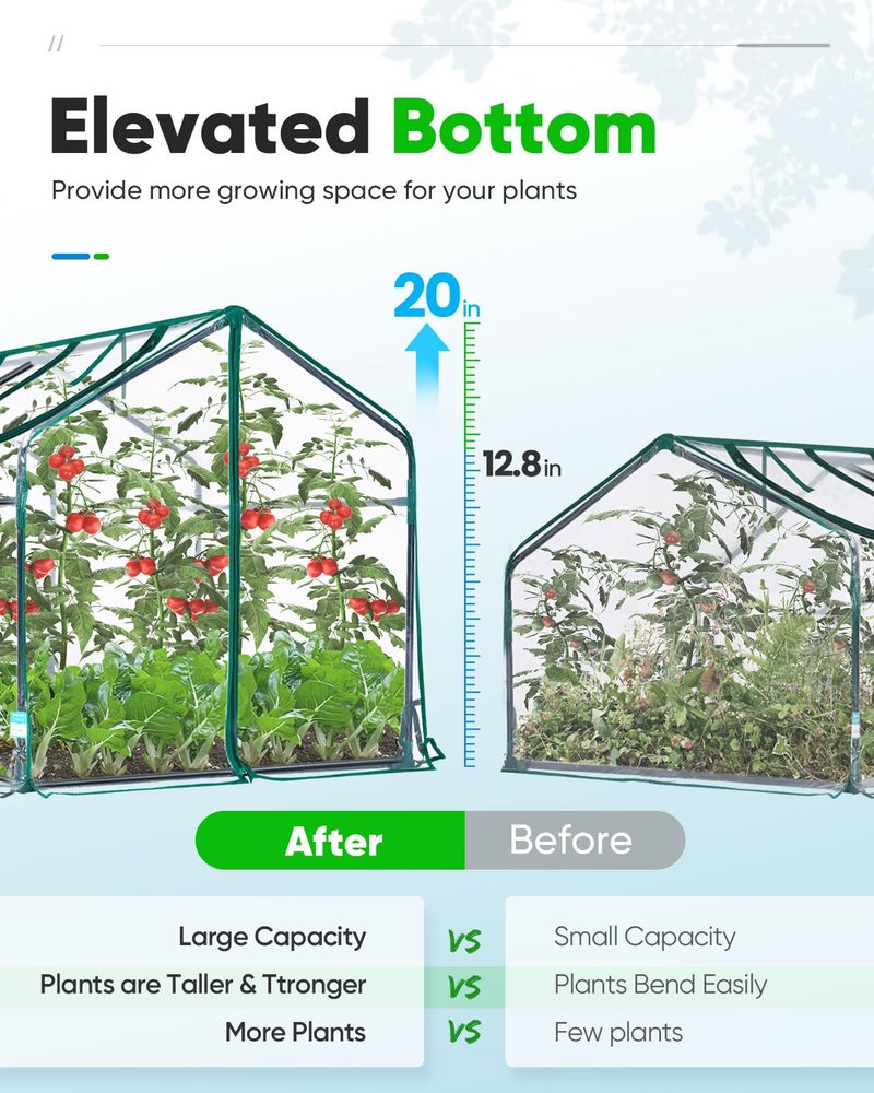 Quictent Mini Greenhouse, Portable Quick-Setup Small Tabletop Waterproof UV Protected PVC Cover Shelter for Outdoors/Indoors W/ Raised Base for Garden Plant Seed Starting, 8 Stake, 95"x36"x36", Clear - Image 2