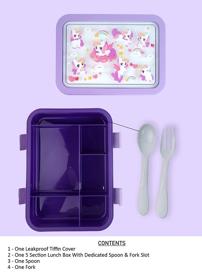 ليتل سربرايز بوكس Little Surprise Box, 2 pcs Uni Lunchbag & 5 section Lunch box for Kids
