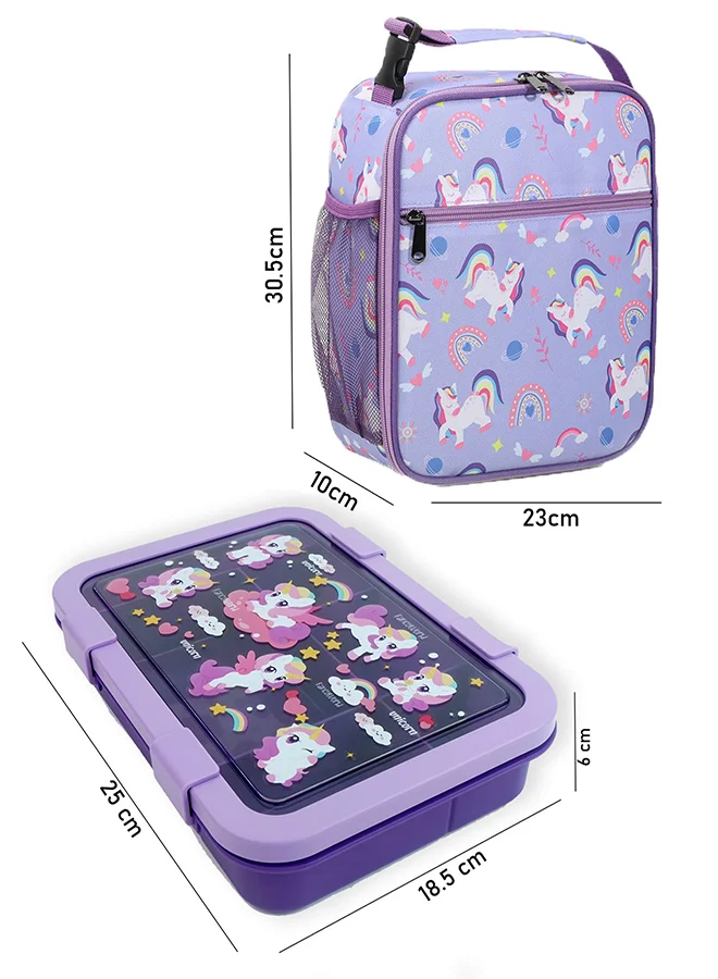 ليتل سربرايز بوكس Little Surprise Box, 2 pcs Uni Lunchbag & 5 section Lunch box for Kids