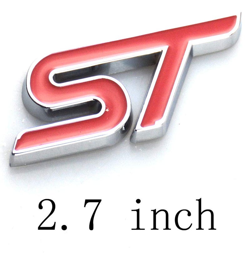 EmbRoom 2pcs ST Grille Emblems, Metal Decal Badge + Back Sticker Replacement for Universal Cars (Red) - Image 2