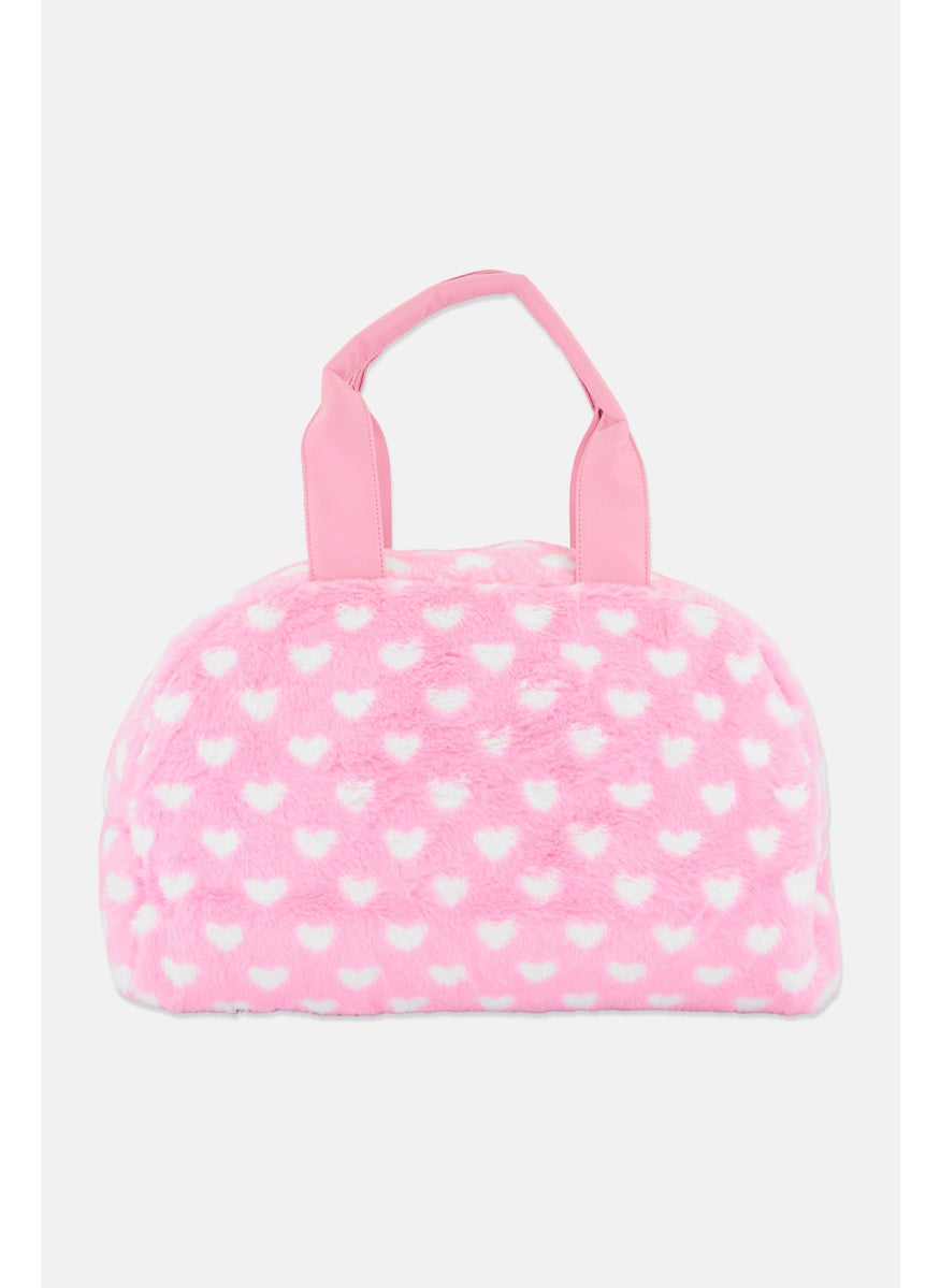 OMG Accessories Women Faux Fur Duffle Bag 29 H x 41 L x 14 W cm, Pink Combo  - Image 2