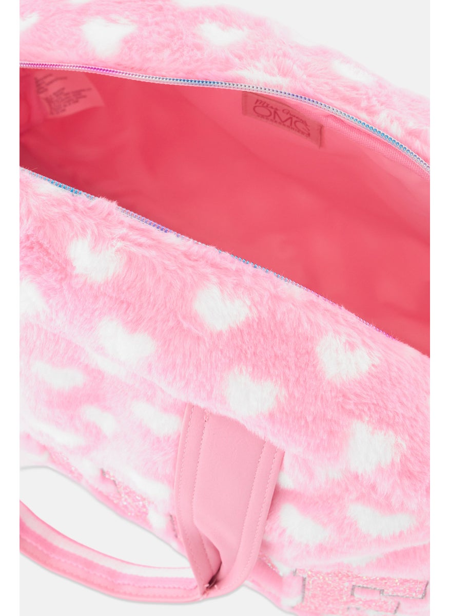 OMG Accessories Women Faux Fur Duffle Bag 29 H x 41 L x 14 W cm, Pink Combo  - Image 3