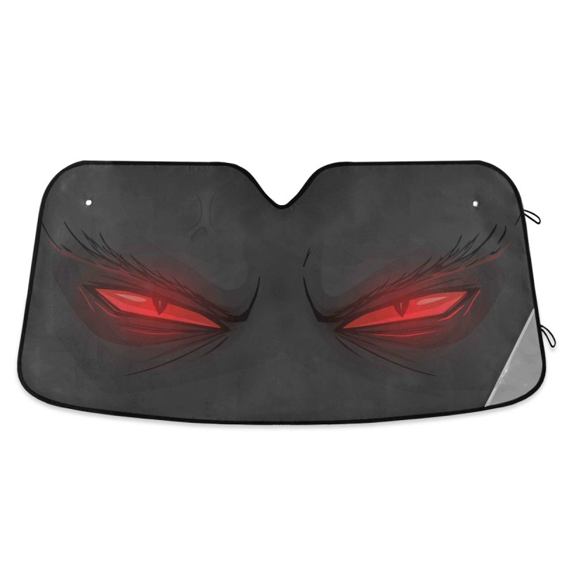 Dussdil Evil Red Eyes Car Windshield Sun Shade Demonic Angry Eyes Sunshade Block UV Rays Protector Keep Your Vehicle Cool Sun Shield Visor Cover Foldable for Car Truck SUV M - Image 1