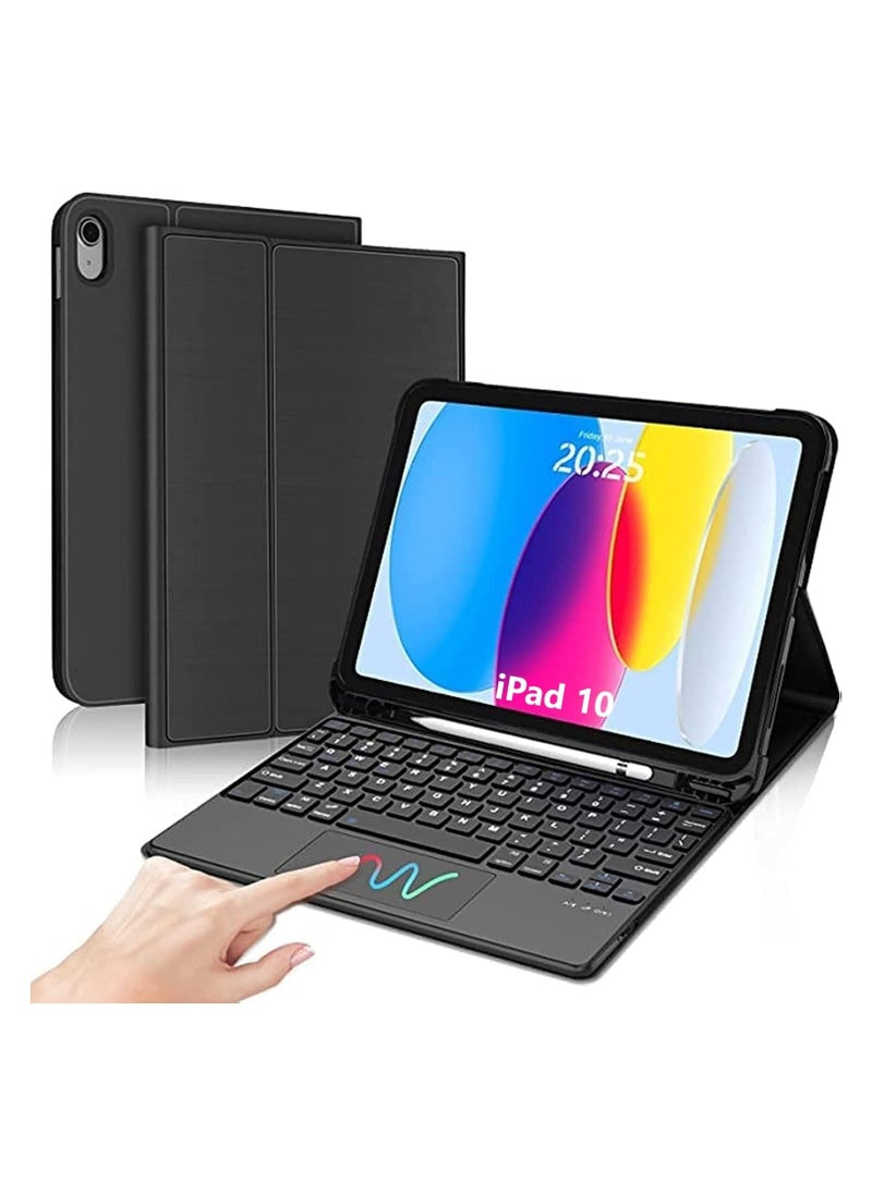 TWEGGON Keyboard Case with Touchpad for Apple iPad 10th Generation 10.9" Builtin Pen Holder Black  - Image 3