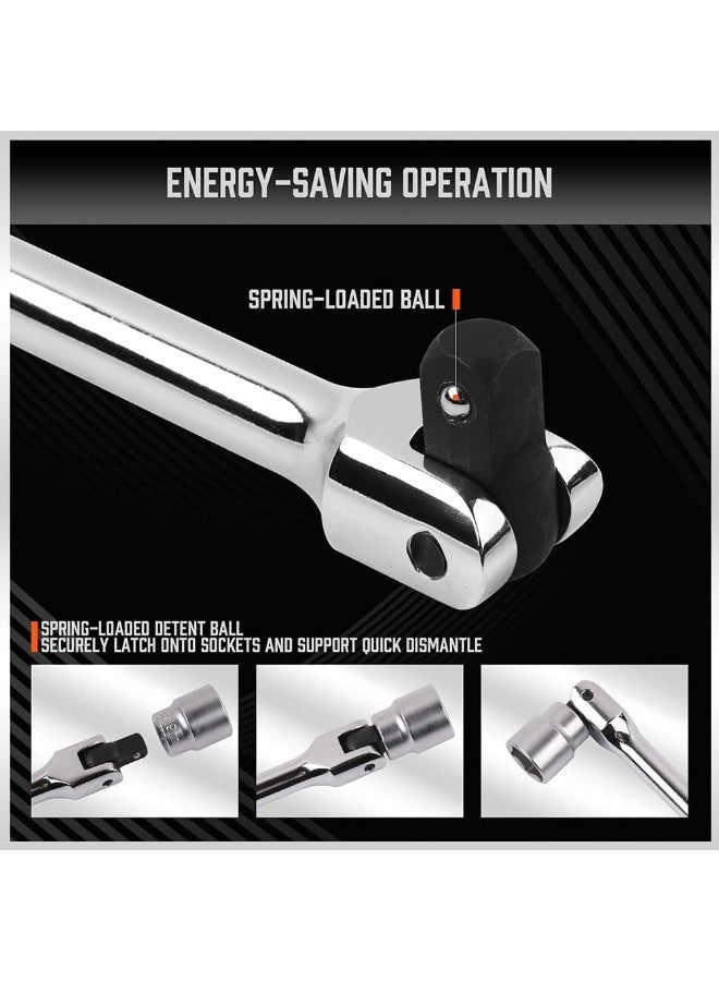 LAMAY 3PCS Breaker Bar Set, 1/4'', 3/8'' & 1/2'' Drive, Heavy Duty Breaker Bars, 6'', 10'', 15'' Length, with 180° Rotatable Head, Chrome Vanadium Steel Made. - Image 3
