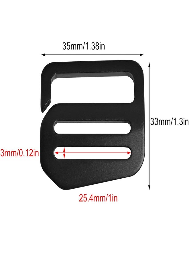 LUORNG 6Pcs G-button, Aluminum Alloy, Black, Wave Buckles Backpack Strap Belt Hardware Carabiners Hook Buckle Clips Strap Webbing Inner Diameter 25mm/1in-3 Left 3 Right, Black, 25mm - Image 4