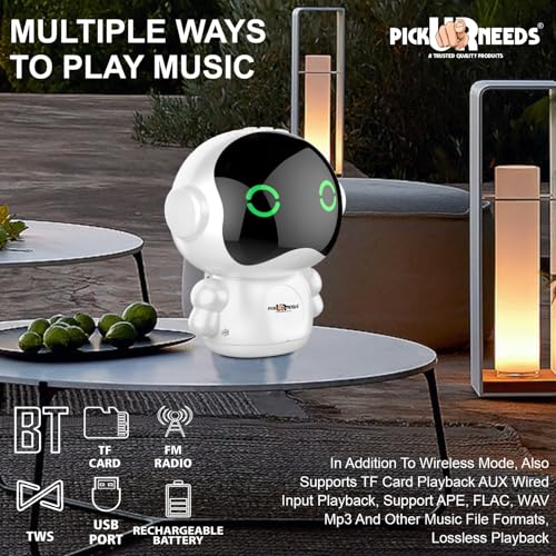 Pick Ur Needs Rechargeable Wireless Mini DJ Bluetooth Speaker HiFi Bass, LED Lights, 800mAh Battery, USB/TF Card/TWS Playback - Image 5