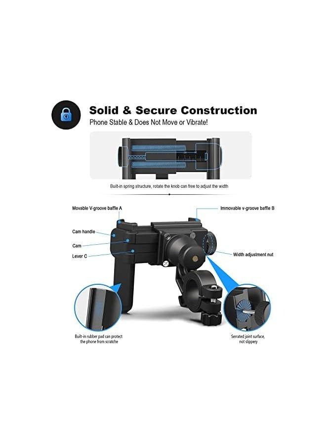 PROMASS Upgraded Bike Phone Mount 360° Rotatable Universal Bicycle Motorcycle Scooter Bike Accessories Handlebar Phone Clip/Bike Phone Holder for Any Smartphones Between 3.5 and 7.0 inches - Image 5