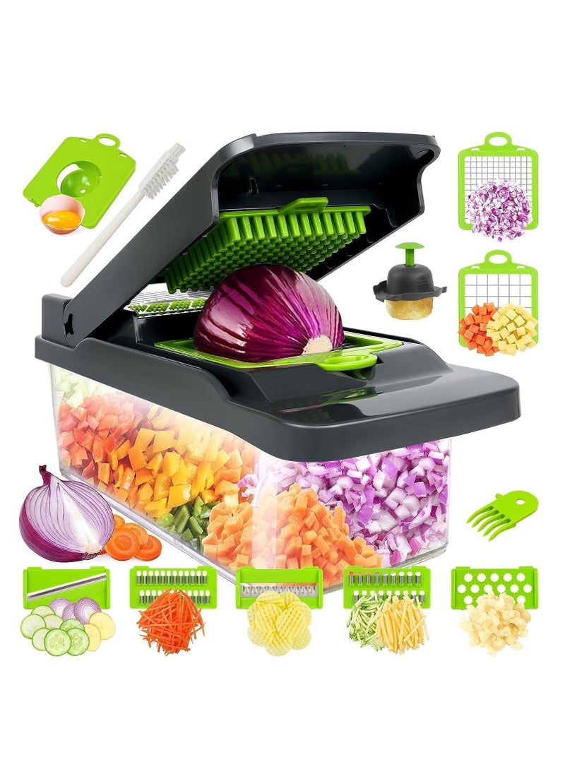 JAJEEK NEW 12-in-1 Vegetable Chopper, Pro Food Chopper, Multifunctional Onion & Veggie Chopper with Container, Slicer Dicer Cutter, Mandoline Slicer for Salad & Garlic Prep  - Image 1