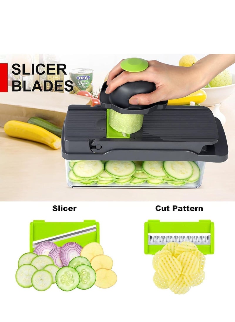 JAJEEK NEW 12-in-1 Vegetable Chopper, Pro Food Chopper, Multifunctional Onion & Veggie Chopper with Container, Slicer Dicer Cutter, Mandoline Slicer for Salad & Garlic Prep  - Image 3