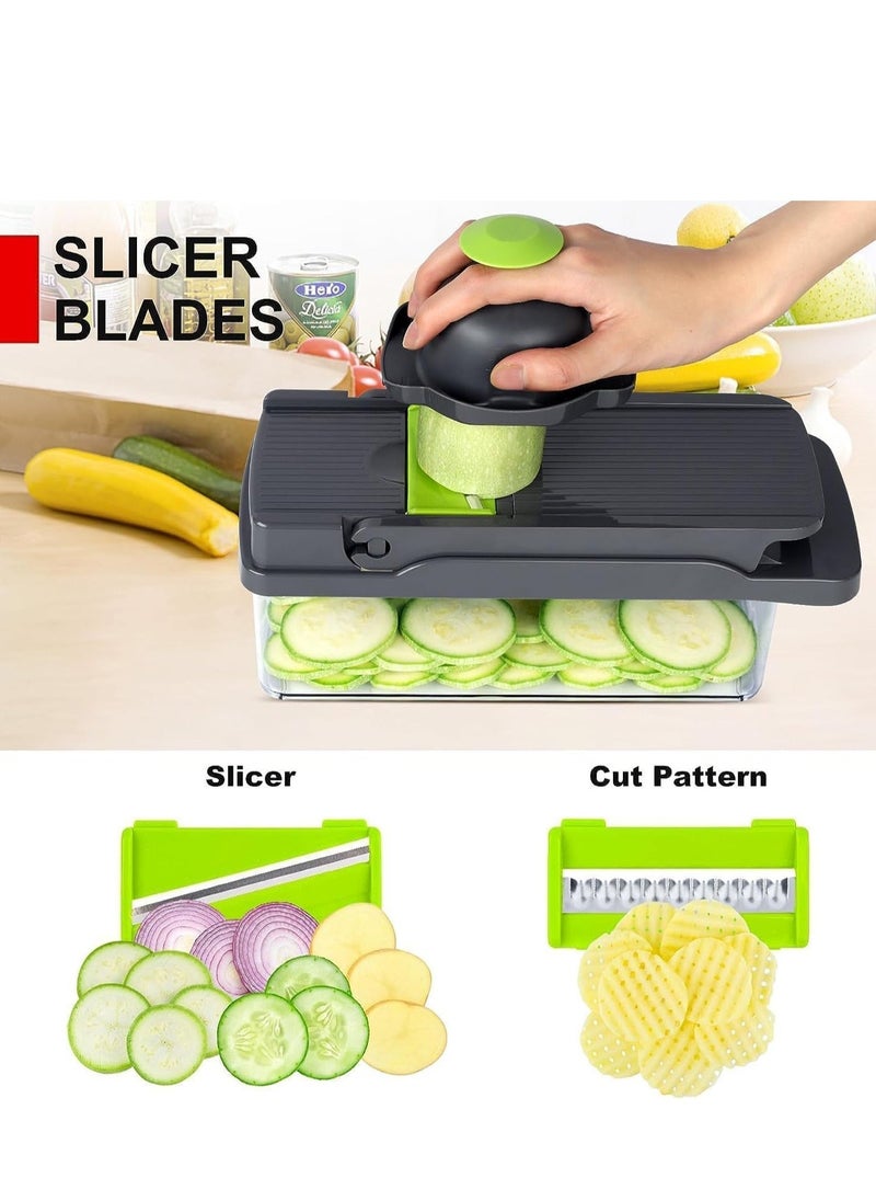 JAJEEK NEW 12-in-1 Vegetable Chopper, Pro Food Chopper, Multifunctional Onion & Veggie Chopper with Container, Slicer Dicer Cutter, Mandoline Slicer for Salad & Garlic Prep  - Image 4